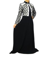 Kadın Siyah Uzun Kol Dantel Abiye Elbise PRT077464