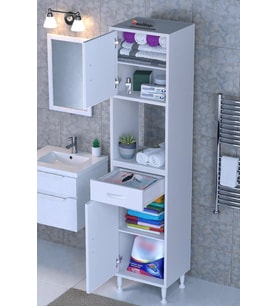 Eliusta Leno Tek Kapaklı 35 cm Düzenleyici Dolap Banyo/Mutfak Dolabı 35x173x32,5 cm Beyaz Dolap