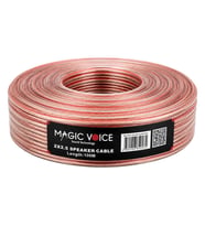 Magicvoice 2x2.50 Şeffaf Kırmızı Çizgili 100 Metre Hoparlör Kablosu