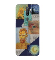 Oppo A5 2020 / A9 2020 Uyumlu Vincent van Gogh Kolaj Desenli Şeffaf Telefon Kılıfı