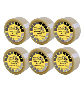 Koli Bandı Şeffaf 45x100 6 Lı 1 Paket Artlantis Koli Bantı 45*100 Ambalajlama Bandı Şeffaf Ekstra Yapıştırma Kaliteli 6 Lı (Renksiz)