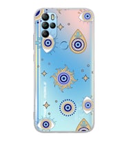 PrintiFy General Mobile GM 21 Pro ile Uyumlu 1mm Slim Fit Nazar Boncuğu 5 Baskılı Şeffaf  Kılıf