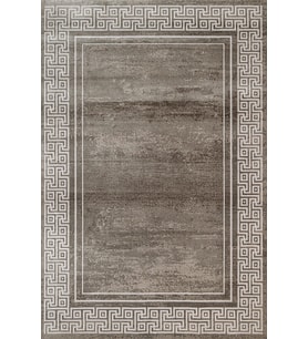 Gri Salon Halısı Geometrik Desenli Bordürlü Dijital Baskı Modern Tasarım Kaymaz Taban Koridor Halısı
