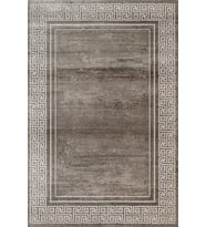 Gri Salon Halısı Geometrik Desenli Bordürlü Dijital Baskı Modern Tasarım Kaymaz Taban Koridor Halısı