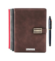 İsme Özel Metal Klipsli Premium Defter ve Roller Kalem Seti - Renk Seçenekli (Kahverengi)