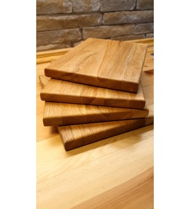 F&S WoodArt 4 lü set Doğal Ahşap Et - Balık - Tavuk - Sebze kesme doğrama Sunum tahtası - Küçük boy