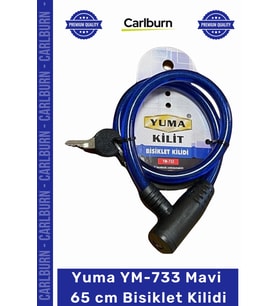 #BisikletKilidi Çelik Kablo Vinil Kaplama Güvenli Dayanıklı Anahtarlı YM733 Mavi 65 cm Bisiklet Kili