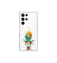 Samsung Galaxy S21 Ultra ile uyumlu Splash ahtapot tasarımlı şeffaf silikon kılıf