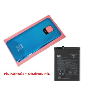 Tkgz Xiaomi Redmi NOTE 9 PRO Arka Kapak Batarya Kapağı + PİL (CAM) MAVİ