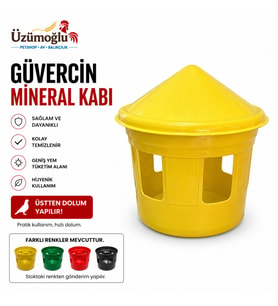 ÜZÜMOĞLU 1 ADET Güvercin Mineral Kabı Üstten Dolumlu Plastik Mineral ve Yemlik Kabı Dayanıklı, Hijyenik Kullanım