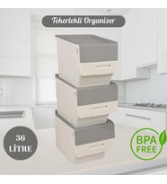 Motek Tekerlekli Patateslik Soğanlık Oyuncak Kutusu Patateslik Soğanlık Sepeti 3X12Lt Beyaz+Gri