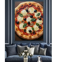 Zeytinli Ve Soslu Nefis Pizza Dekoratif Kanvas - Mdf Ahşap Tablo