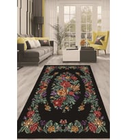 Dijital Kaymaz Taban Yıkanabilir Modern Renkli Salon Halısı Mutfak Halısı Yolluk ND-HT-482 (Siyah)