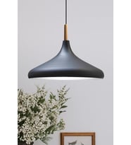 Siyah iç renk beyaz ahşap tekli avize, salon ve mutfak için şık aydınlatma