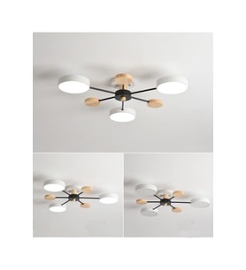 Modern Ahşap Detaylı Led Avize Beyaz 3'lü