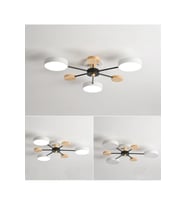 Modern Ahşap Detaylı Led Avize Beyaz 3'lü