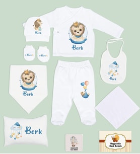 BK Kids Kişiye Özel 10 Parça Beyaz Hastane Çıkışı Battaniye ve Yastık Hediye Seti, Yeni Doğan Bebek Giyim Hediyesi-8