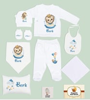 BK Kids Kişiye Özel 10 Parça Beyaz Hastane Çıkışı Battaniye ve Yastık Hediye Seti, Yeni Doğan Bebek Giyim Hediyesi-8