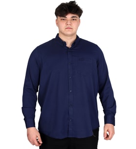 Mode XL Büyük Beden Erkek Uzun Kol Gömlek Cepli OXFORD U20367 Lacivert