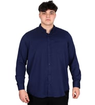 Mode XL Büyük Beden Erkek Uzun Kol Gömlek Cepli OXFORD U20367 Lacivert