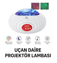 RGB Işık Efektli Ufo Tasarım Yıldızlı Gece Projektör Lamba – Bluetooth Hoparlörlü
