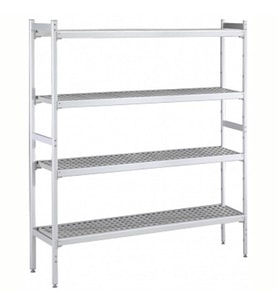 Electrolux Professional Düz Etejer Seti, Aluminyum Ayaklı, 4 Raflı, Her Raf Demonte Polietilen Tabletlerden Oluşur, Tabletler Bulaşık Makinesinde Yıkanabilir - 475x2580 Mm, H=1700 Mm BLS2580