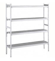 Electrolux Professional Düz Etejer Seti, Aluminyum Ayaklı, 4 Raflı, Her Raf Demonte Polietilen Tabletlerden Oluşur, Tabletler Bulaşık Makinesinde Yıkanabilir - 475x2580 Mm, H=1700 Mm BLS2580