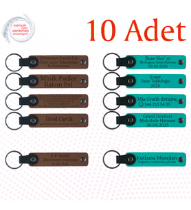 A Kahve & Koyu Turkuaz, Kurumsal Etkinlik Katılımcılarına Hediye, 10’lu Set, Kişiye Özel Anahtarlık