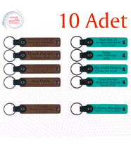 A Kahve & Koyu Turkuaz, Kurumsal Etkinlik Katılımcılarına Hediye, 10’lu Set, Kişiye Özel Anahtarlık