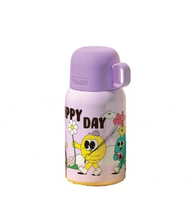 Shotay ST-8817 480ml Askılı Silikon Kılıflı Pipetli Desenli Mor Çelik Matara