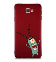 Samsung Galaxy J7 Prime 2 Soft Premier Kapak Plankton Tasarımlı Silikon Kılıf - Mürdüm (Şeffaf)