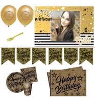 Yetişkin Golden Stars Happy Birthday Doğum Günü Süsleri Parti Seti HDTS226-