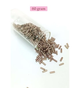 Uzun Boru Kesme Boncuk Çap 2mm Uzunluk 10 mm - 60 Gram - Koyu Bej - BNC264