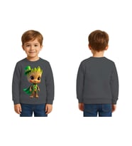 Unisex Groot Baskılı Çocuk Swaetshirt 3 İplik Şardonlu (Füme)