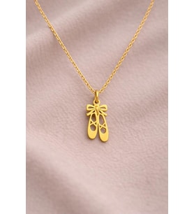 Kişiye Özel Balerin Ayakkabısı Kolye 925K Gümüş (Gold)