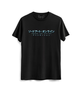 Sword Art Online Resimli Baskılı Siyah Tshirt