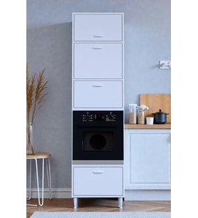 Eliusta Viramo Mikrodalga/Ankastre Fırın Dolabı 4 Kapaklı Depolama Alanlı 60x217x56 cm Modüler Dolap (Beyaz)