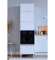 Eliusta Viramo Mikrodalga/Ankastre Fırın Dolabı 4 Kapaklı Depolama Alanlı 60x217x56 cm Modüler Dolap (Beyaz)