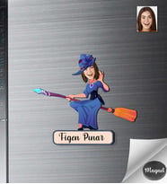 Kişiye Özel Cadı Kadın Ahşap Magnet -2