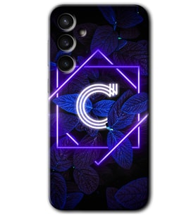Galaxy S23 FE Kılıf HD Desen Baskılı Arka Kapak - Dark Neon Yaprak C Harfi