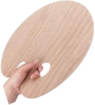 Ahşap Oval Palet Naturel 30x40 cm 1 Adet Büyük Boy Ahşap Boya Paleti Resim Boyama Tepsisi Akrilik Guaj Karıştırıcı