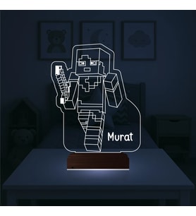 Luvivia Çocuk Odası Hediye Robot Çizgi Film Tasarım Kişiye Özel 3D Lamba - Masa Gece Lambası
