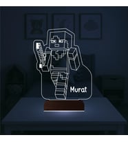 Luvivia Çocuk Odası Hediye Robot Çizgi Film Tasarım Kişiye Özel 3D Lamba - Masa Gece Lambası