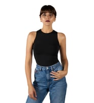 Kadın Siyah Fitted/Vücuda Oturan Halter Yaka Spor Bluz Atlet 23K-TRP-CRP11