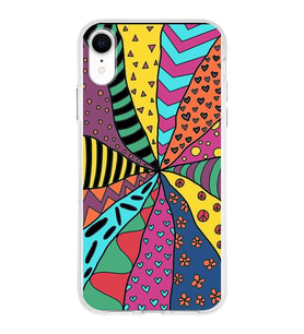 PrintiFy Apple  iPhone XR ile Uyumlu 1mm Slim Fit Retro Renkler 4 Baskılı Şeffaf  Kılıf