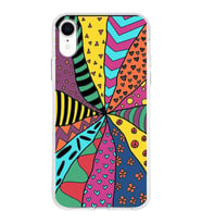 PrintiFy Apple  iPhone XR ile Uyumlu 1mm Slim Fit Retro Renkler 4 Baskılı Şeffaf  Kılıf