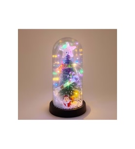 Kişiye Özel Yılbaşı Temalı Işıklı Dekoratif Cam Fanus - 21x11cm