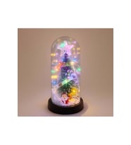 Kişiye Özel Yılbaşı Temalı Işıklı Dekoratif Cam Fanus - 21x11cm