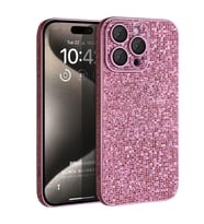 Microsonic Apple iPhone 16 Pro Max Kılıf Bling Rhinestones Pembe (Pembe)