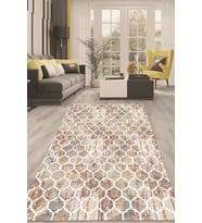 Dijital Kaymaz Taban Yıkanabilir Modern Renkli Salon Halısı Mutfak Halısı Yolluk ND-HT-348 (Bej)